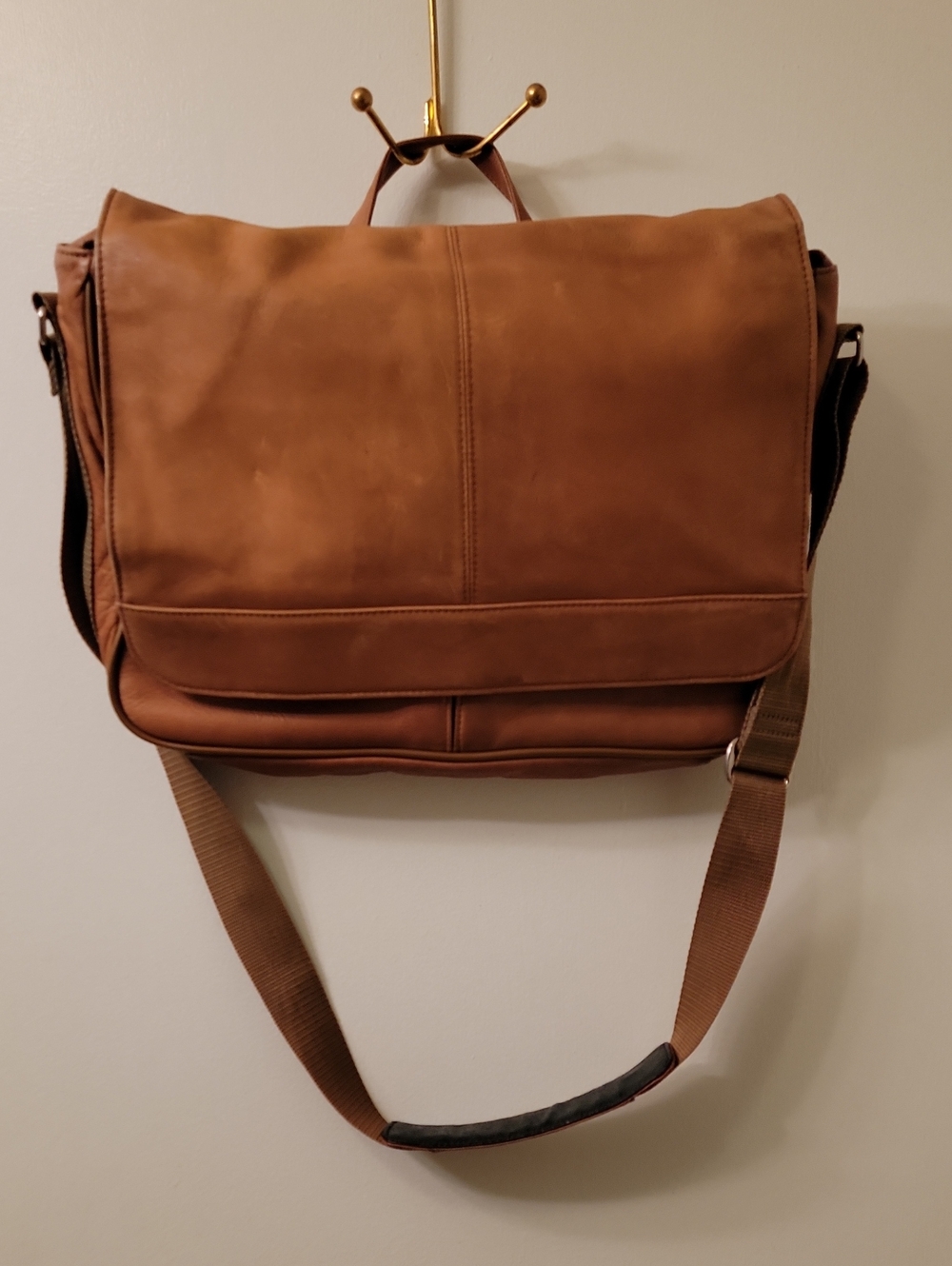 Leather Messenger Bag in Brown - Men Bags